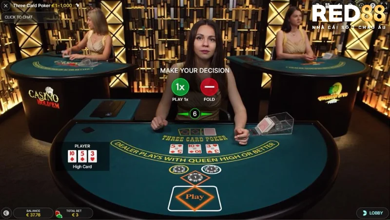 Hướng dẫn cách chơi bài Triple Card Poker Red88 chi tiết nhất